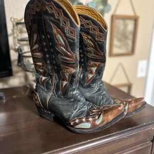 Old Gringo Black and Brown Heeled Boots
